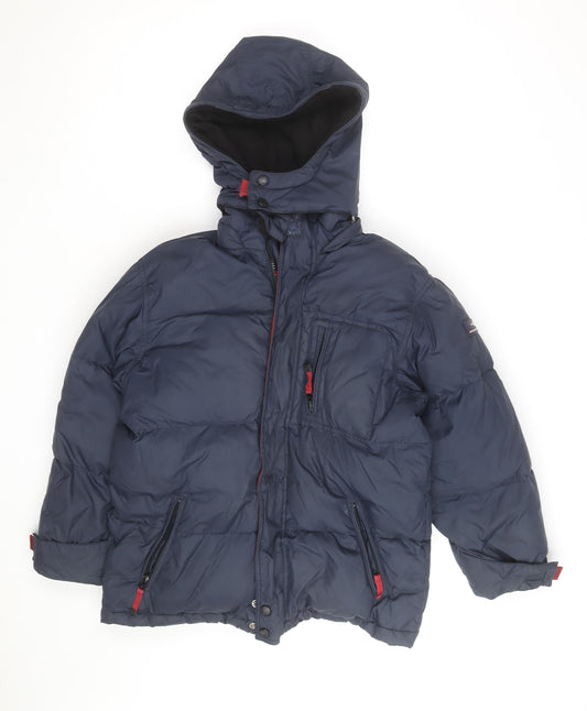 GAP Mens Blue Hooded Puffer Jacket Size L Warm Winter Coat
