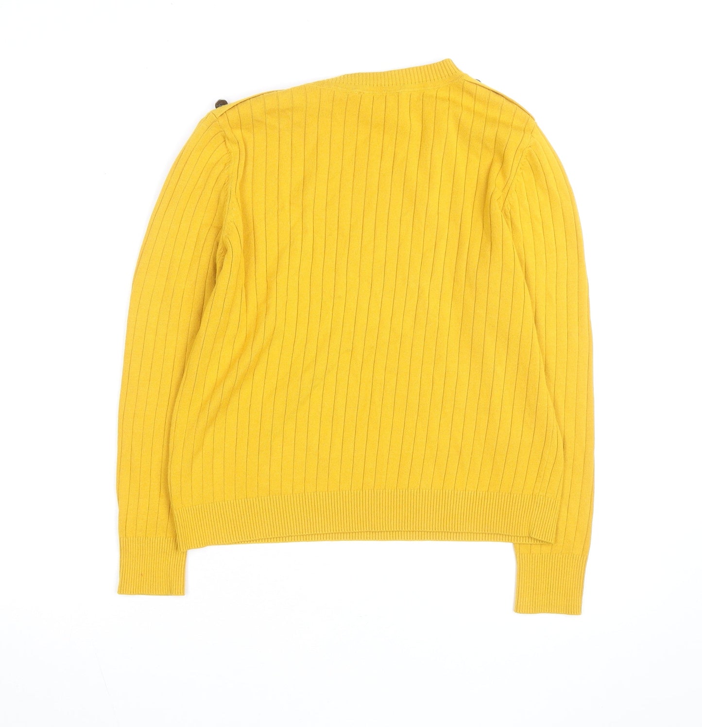 Marks and Spencer Women Yellow Ribbed Crew Neck Pullover Jumper Size 10