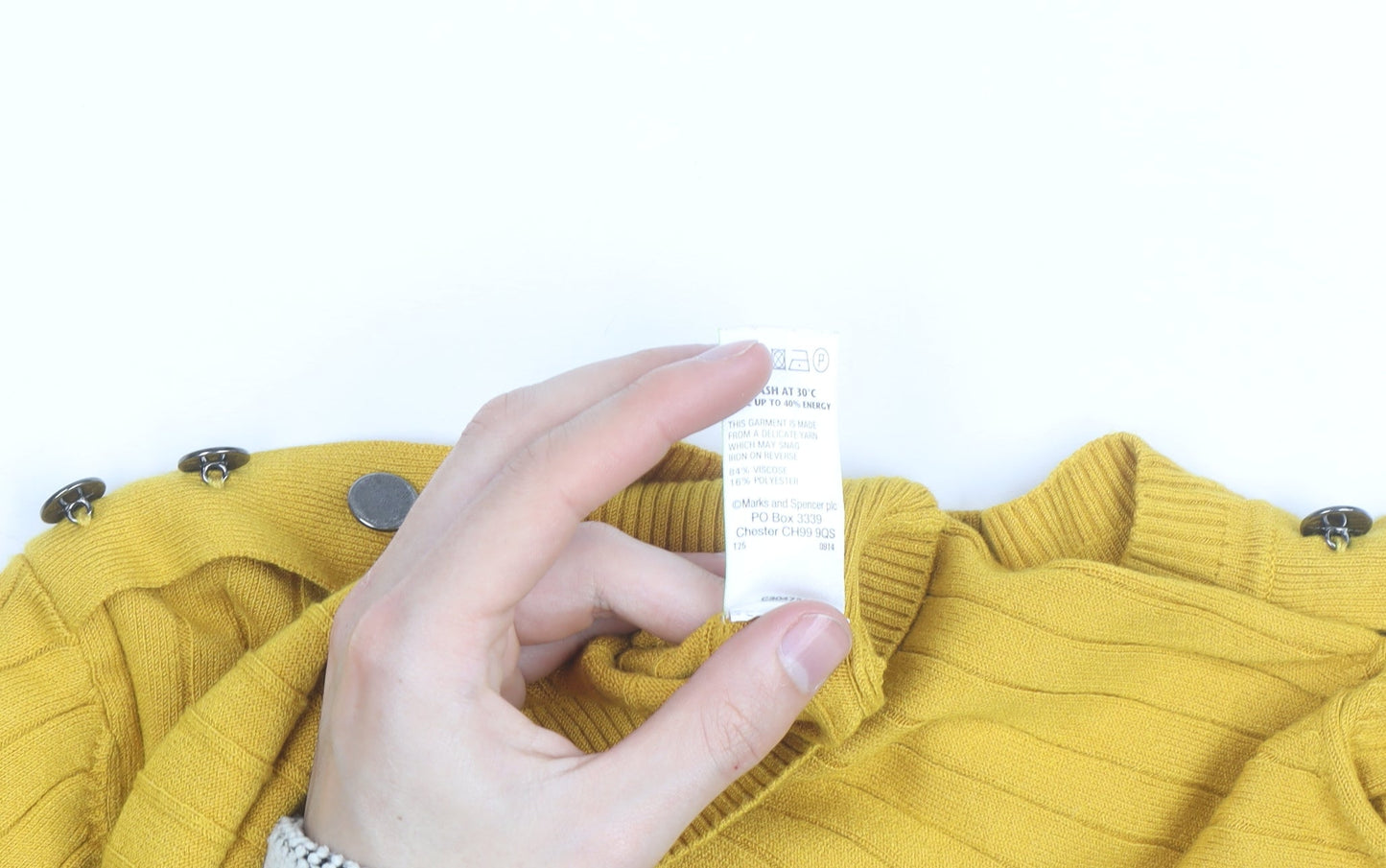 Marks and Spencer Women Yellow Ribbed Crew Neck Pullover Jumper Size 10