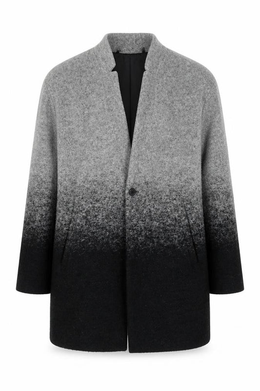 Superdry Men's Grey Ombre Wool Blend Mid-Length Overcoat Size L