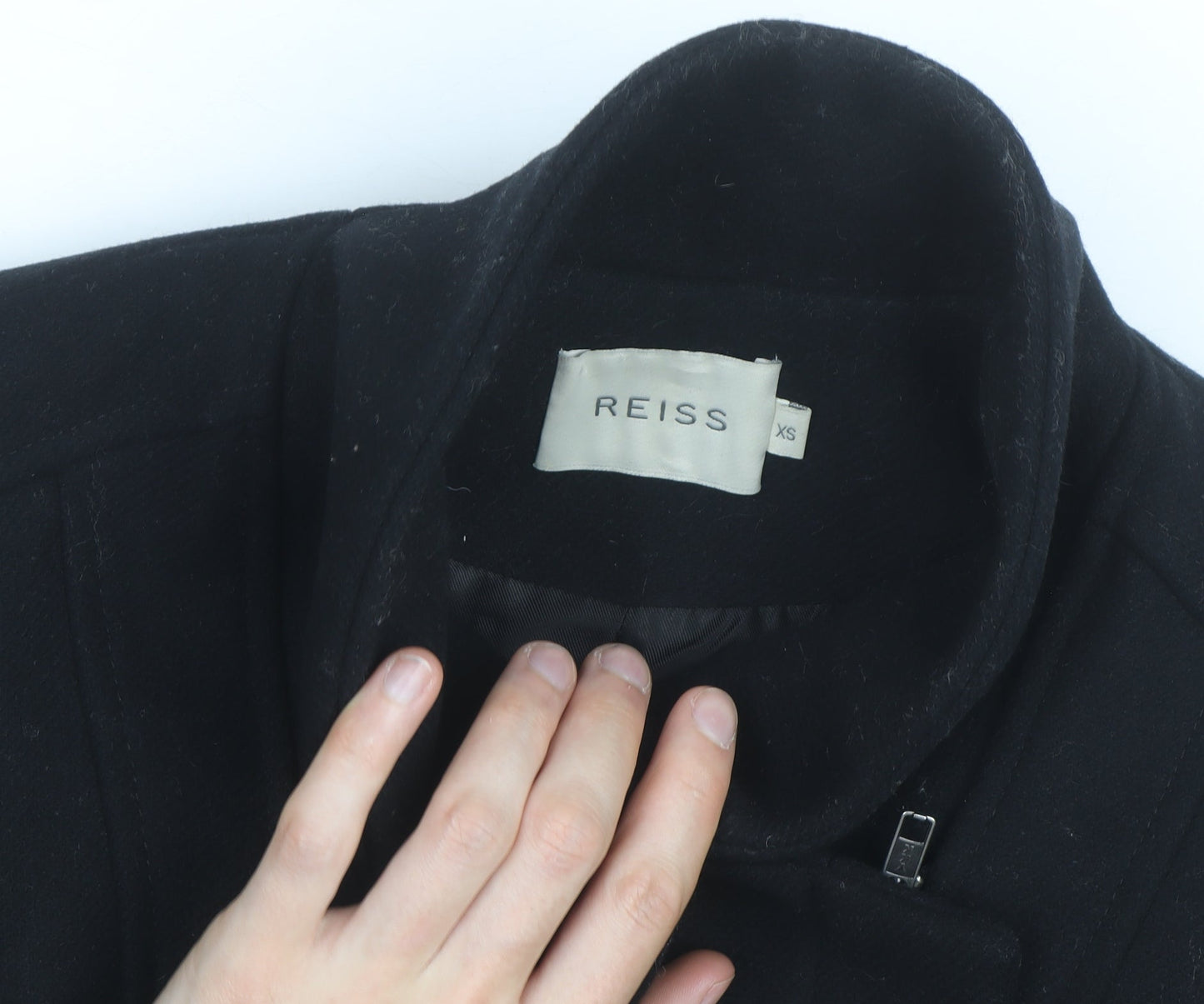 Reiss Womens Black Wool Belted Overcoat XS Slim Fit Autumn Winter