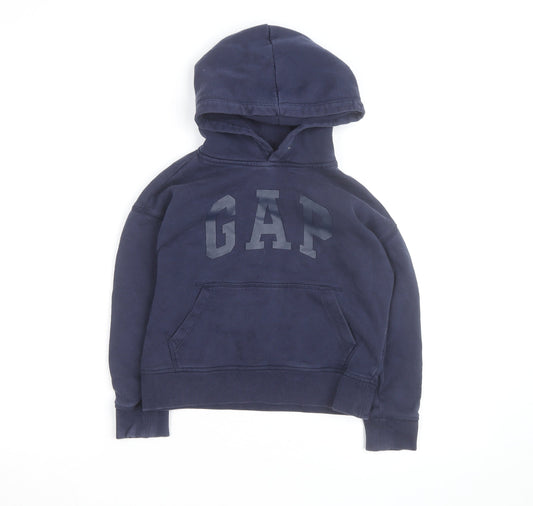 GAP Boys Navy Blue Pullover Hoodie 6-7 Years Cotton Blend Logo Design