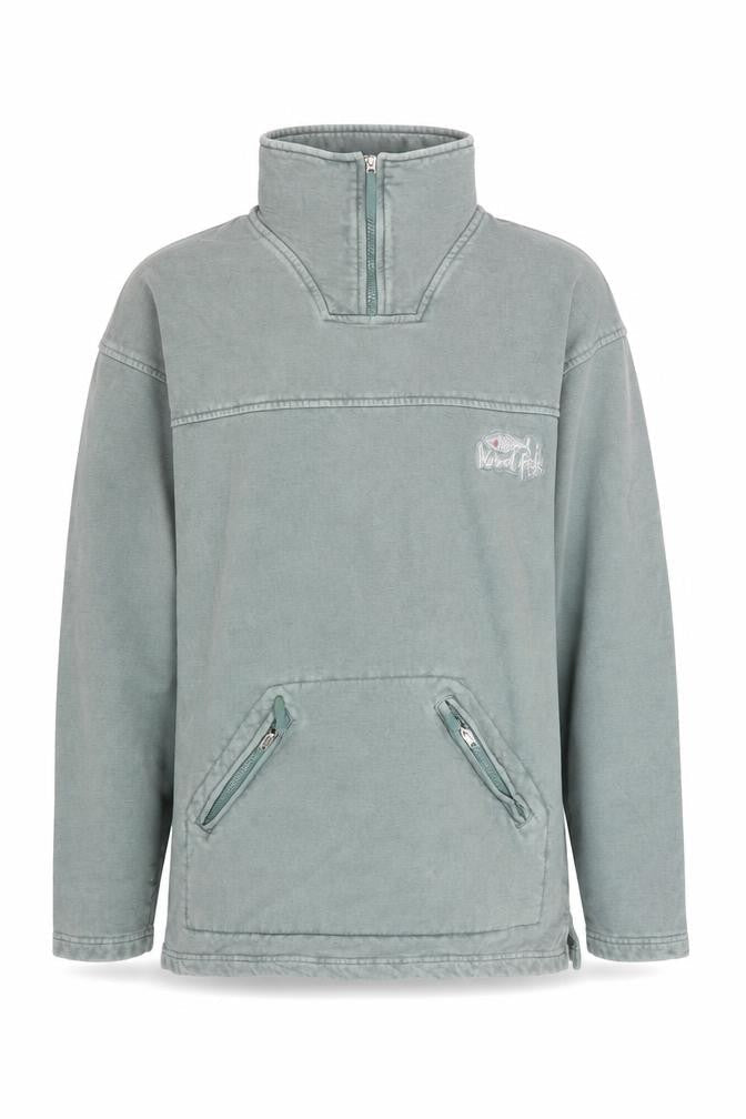 Weird Fish Men’s Green 1/4 Zip Cotton Pullover Sweatshirt M