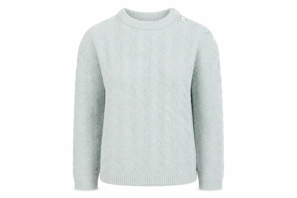 Damart Women's Mint Green Cable-Knit Crew Neck Jumper Size M