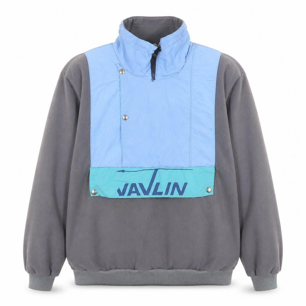 Javlin Men's Grey Blue Pullover Fleece Sweatshirt L Retro 90s