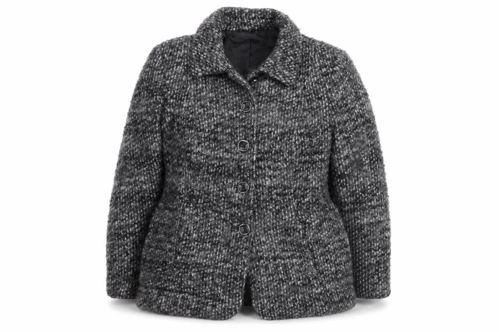 Marks & Spencer Women Grey Wool Blend Check Overcoat Size 14