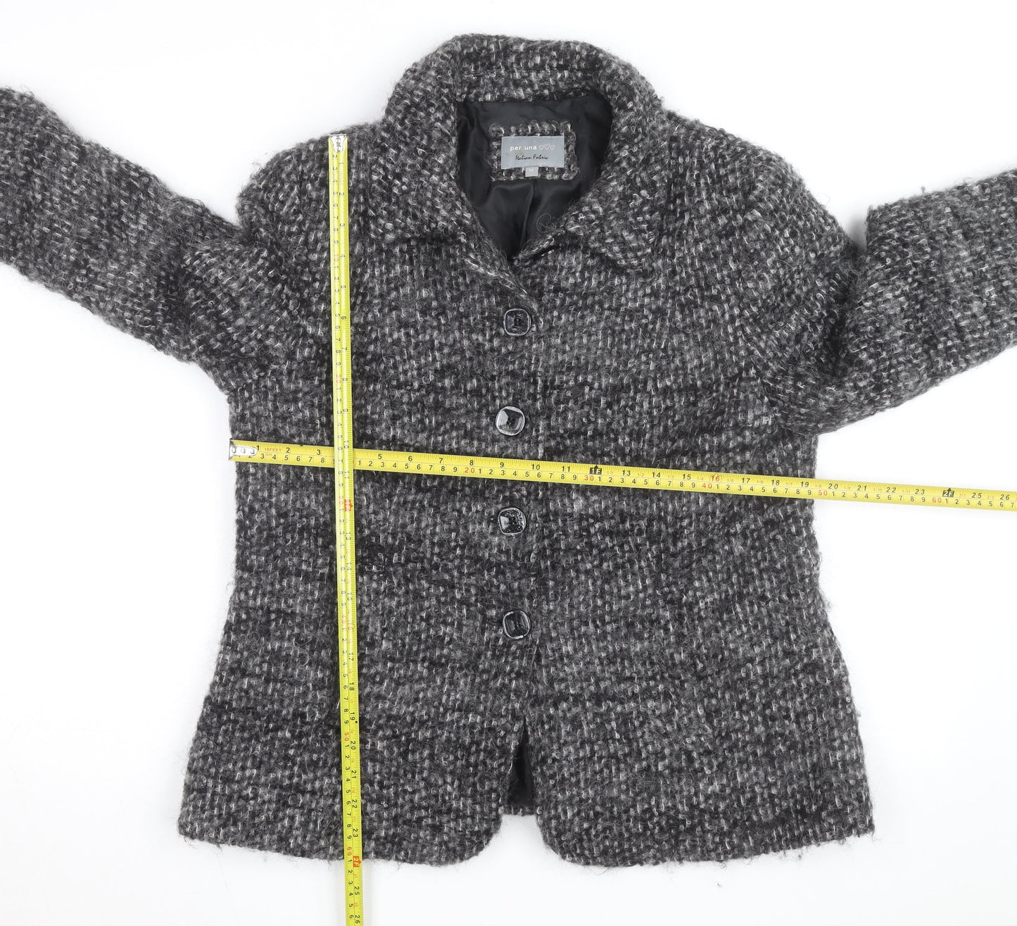 Marks and Spencer Women Grey Wool Blend Check Overcoat Size 14