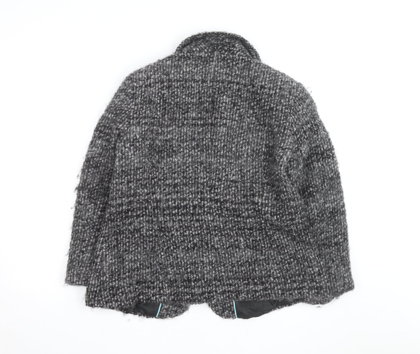 Marks and Spencer Women Grey Wool Blend Check Overcoat Size 14