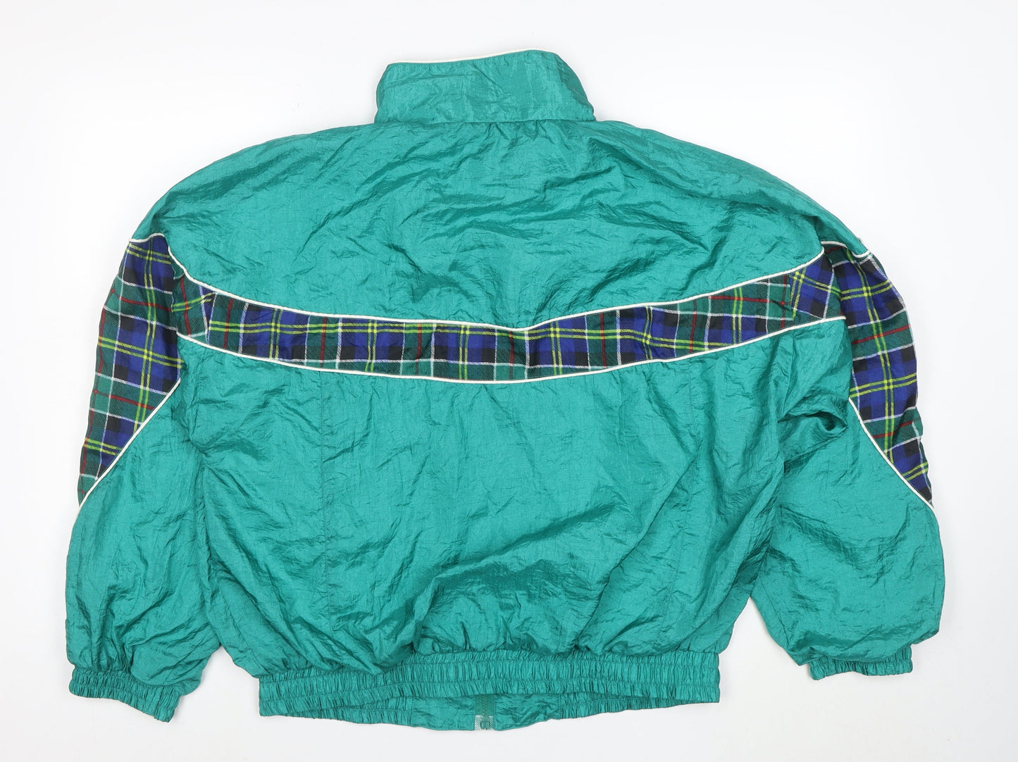 Active Exposure Men's Green Tartan XL Retro Nylon Windbreaker Jacket
