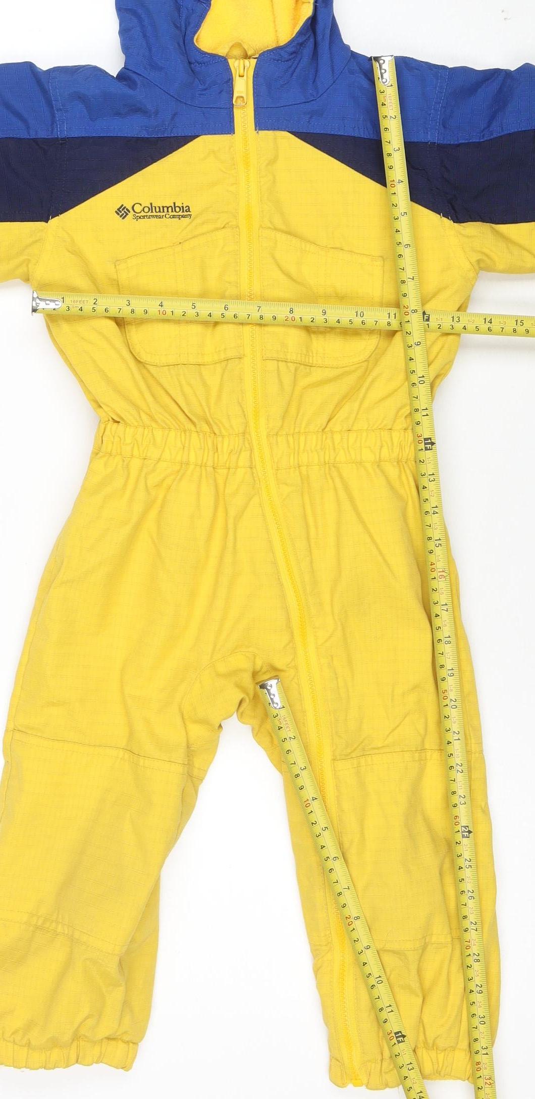 Columbia Boys Yellow Blue Hooded Snowsuit 4 Years Winter Full Zip Outdoor