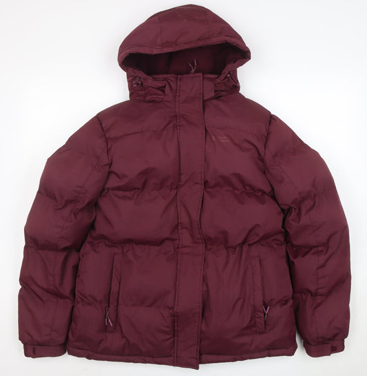 Mountain Warehouse Women's Red Puffer Jacket Size 12 Hooded Water Resistant