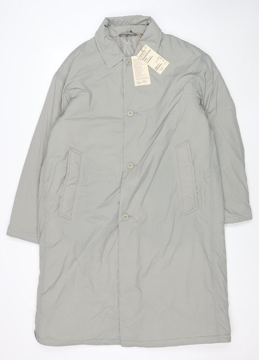 Uniqlo Men's Grey Stand-Up Collar Water Resistant Coat Size S