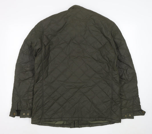 Barbour Men's Green Quilted Jacket L Regular Outdoor Mid-Length