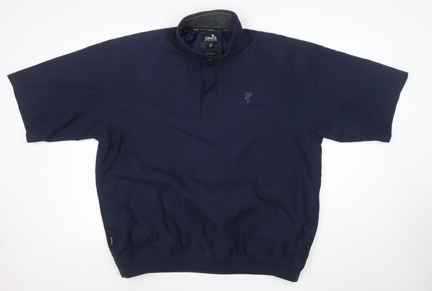 Ashworth Men's Blue XL Weather Systems Short Sleeve Mock Neck T-Shirt