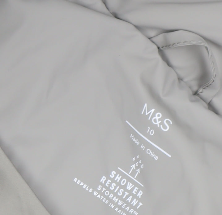 Marks and Spencer Women's Grey Size 10 Long Hooded Puffer Coat