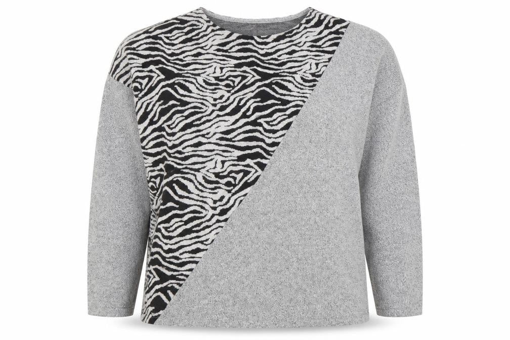 Sonder Studio Womens Grey Zebra Print Relaxed Knit Jumper Size 10