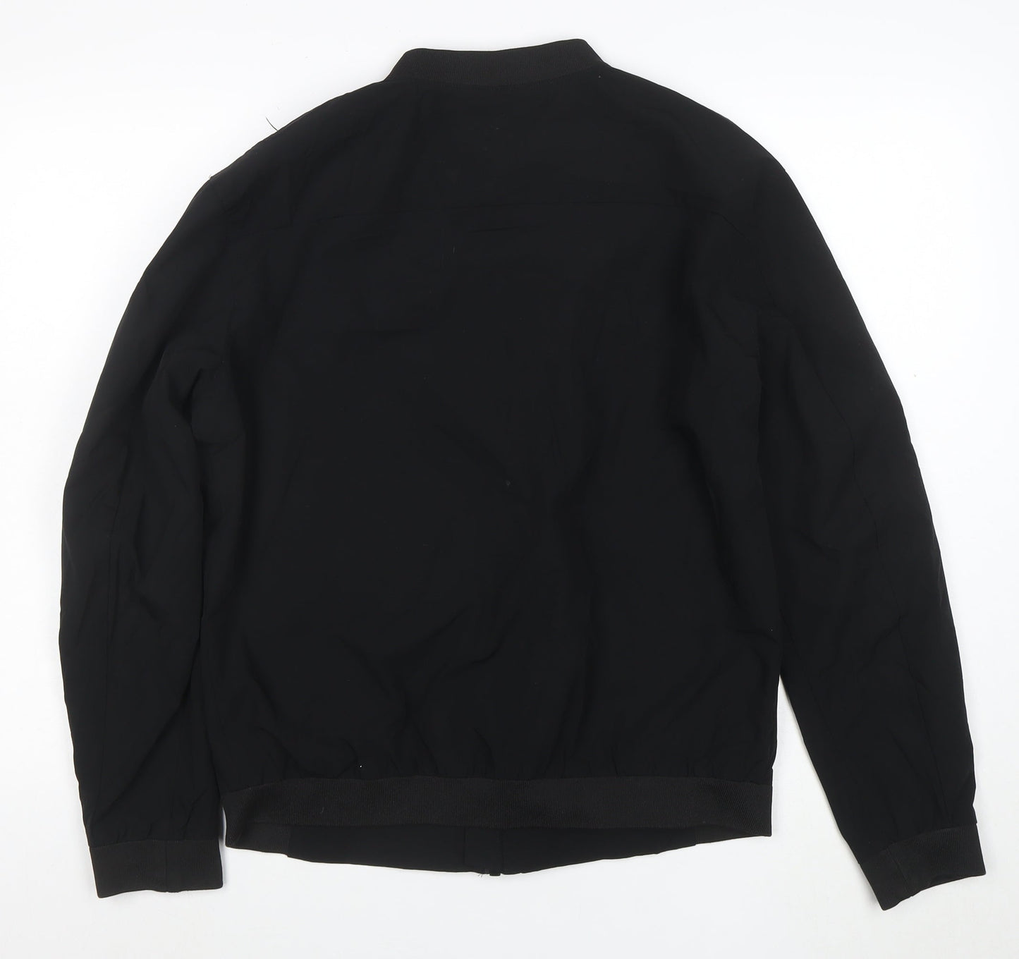 Zara Men Black Bomber Jacket Size L Full Zip Nylon Blend