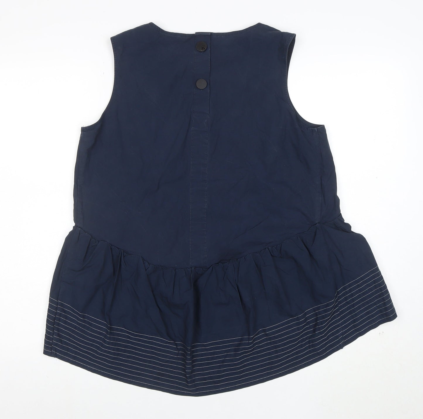 Marks and Spencer Autograph Women's Navy Sleeveless Peplum Blouse UK 12 Cotton