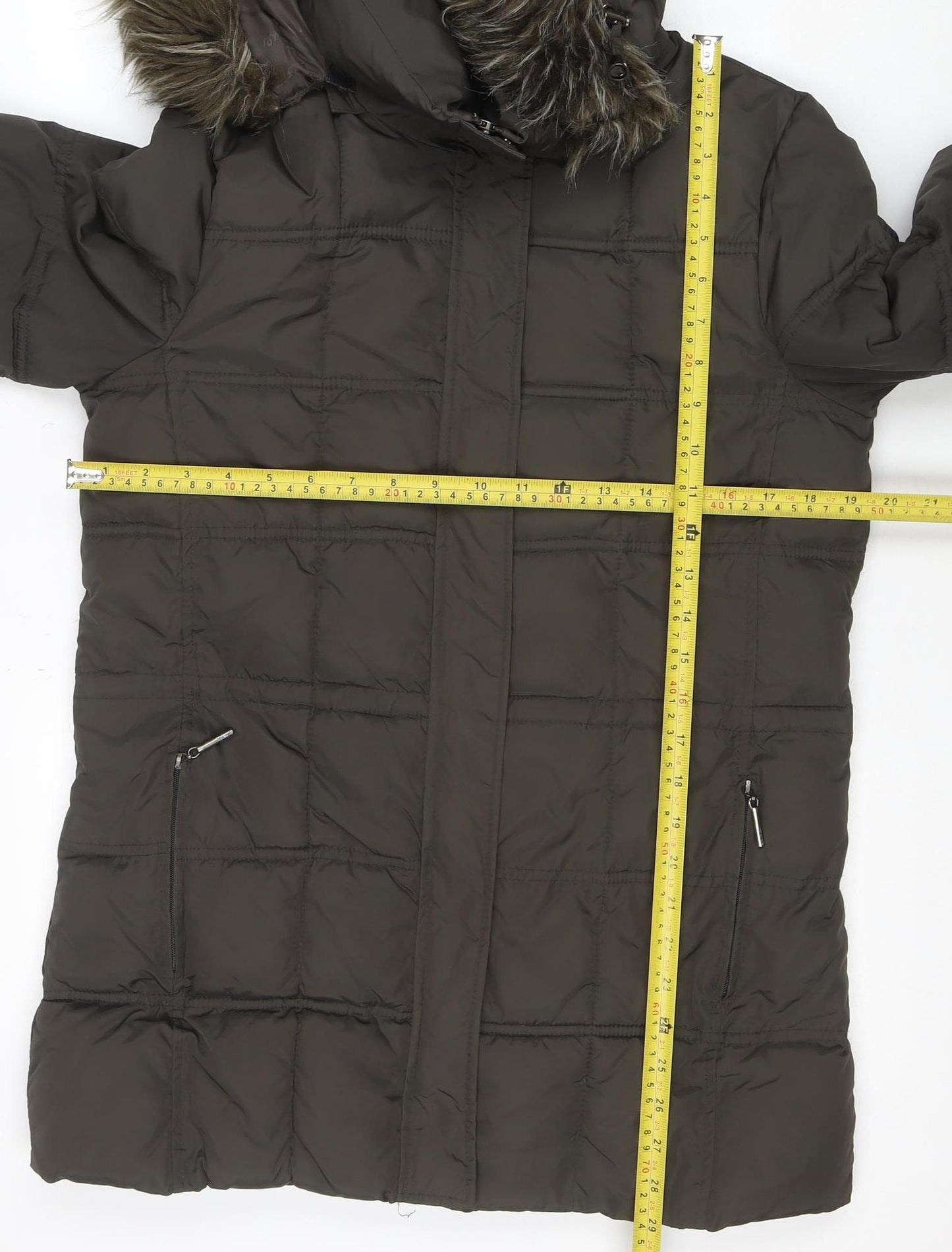 Maine New England Women's Brown Puffer Jacket Size 10 Hooded Winter Coat