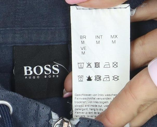Hugo Boss Men's Blue Full Zip Logo Hoodie Size M