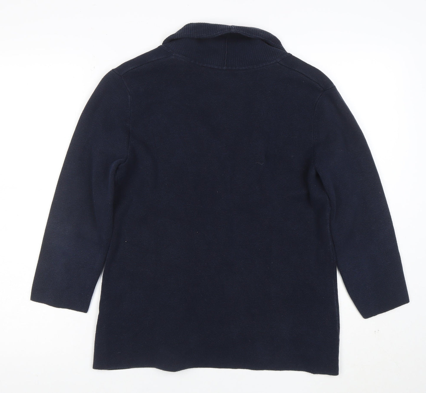 Peter Hahn Women's Blue Cotton Knit Cardigan Size 12