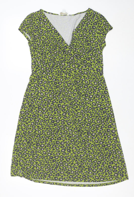 Boden Women’s Green Leopard Print Bodycon Dress Size 8