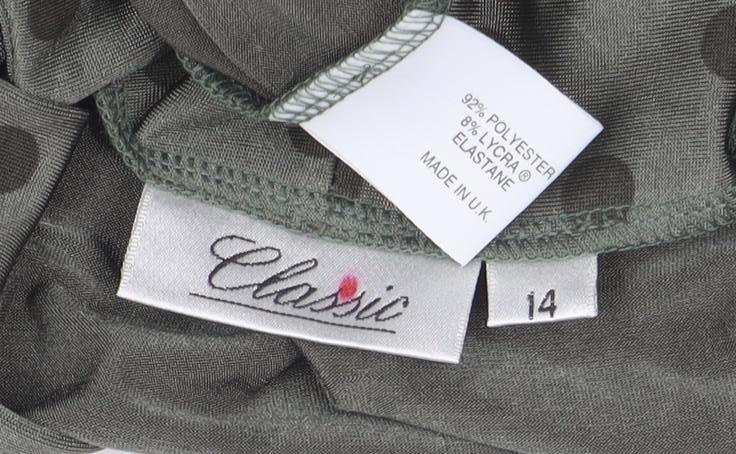 Classic Women's Green Polka Dot High Neck Bow Tie Sleeveless Top Size 14