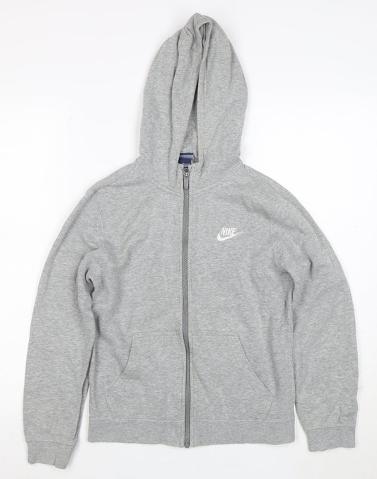 Nike Boys Grey Full Zip Hoodie M 10-12 Years Cotton Blend