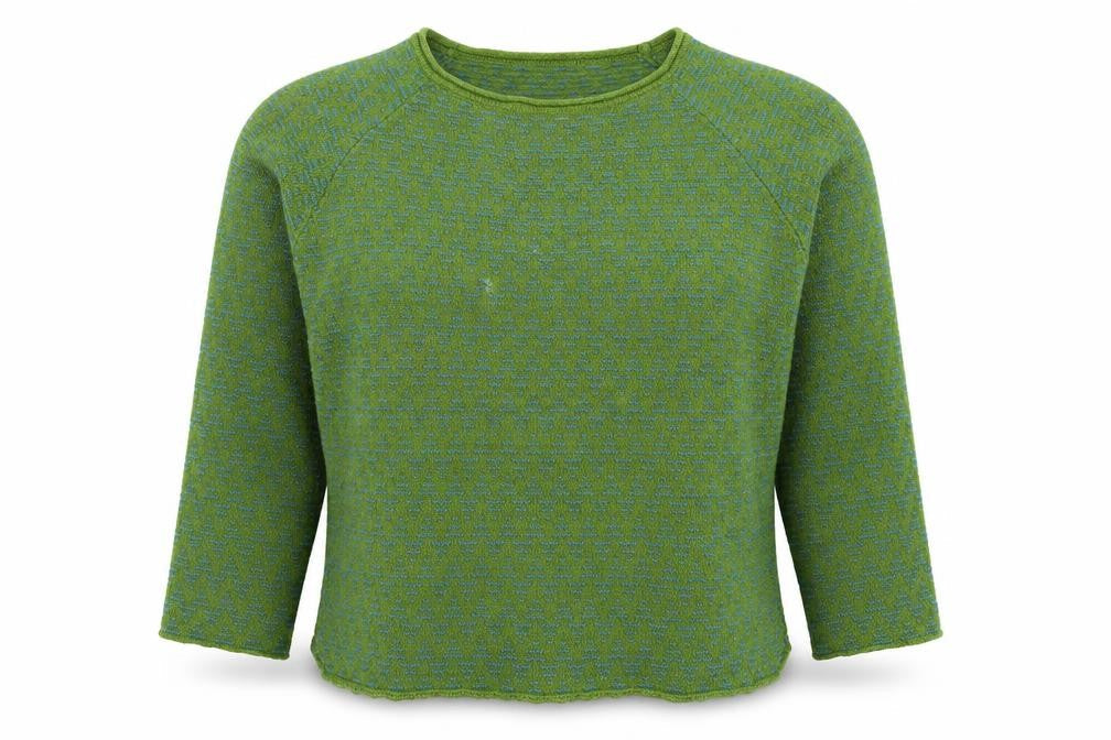 Zilch Women Green Merino Wool Blend Crew Neck Pullover Jumper M