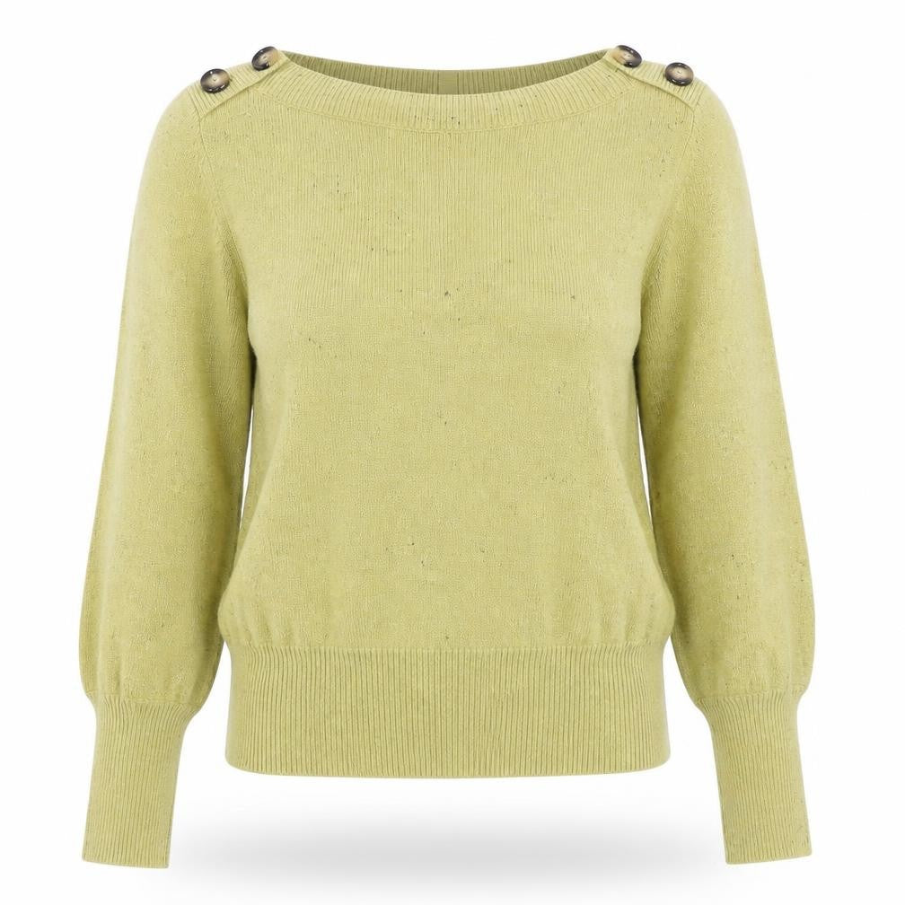 Per Una Women's Green Wool Blend Crew Neck Jumper Size 14