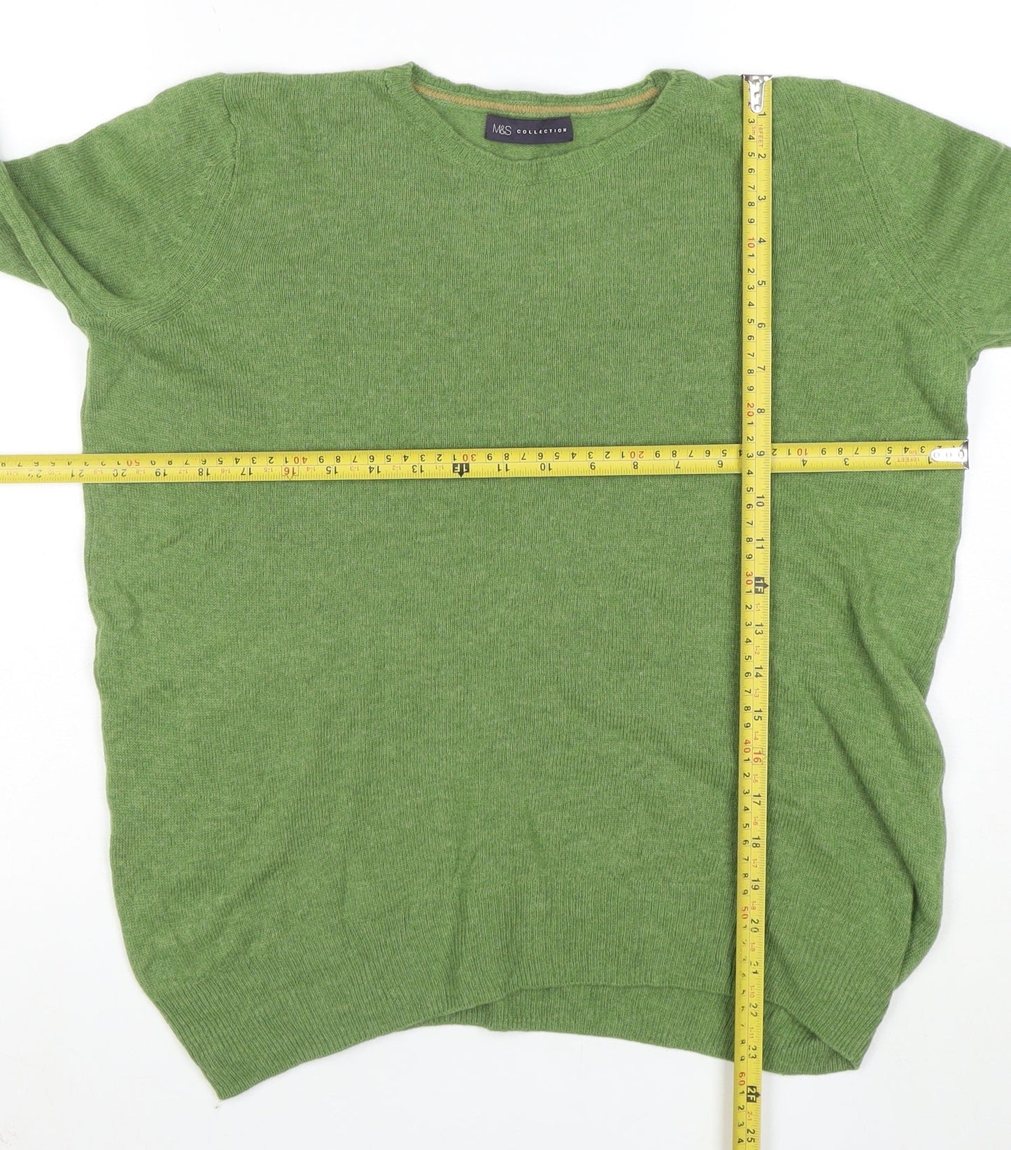 Marks and Spencer Women’s Green Merino Wool Crew Neck Jumper UK 14