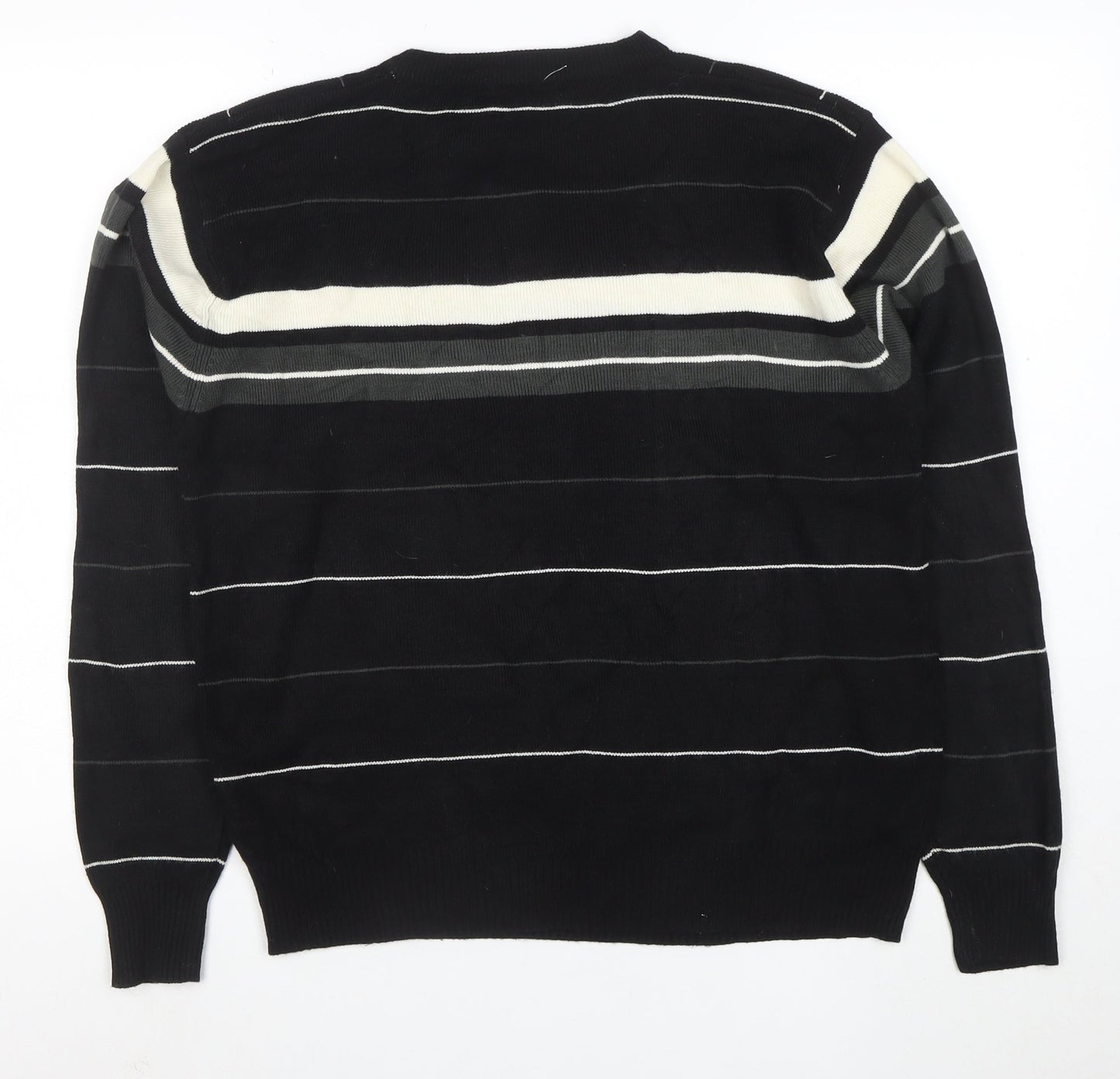 GINAARTI Men's Black Check Crew Neck Pullover Jumper M