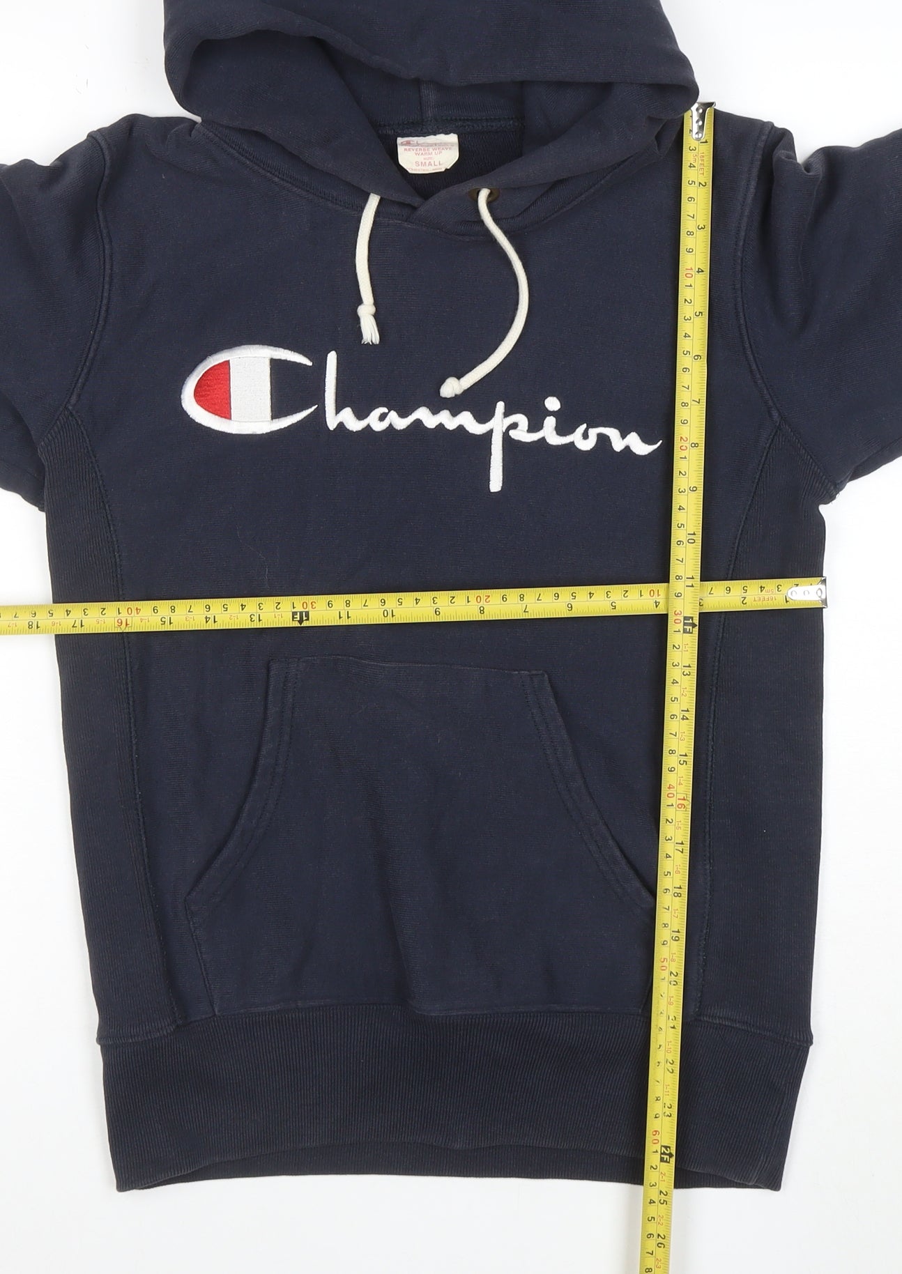 Champion Men's Blue Small Pullover Hoodie Reverse Weave Embroidered Logo