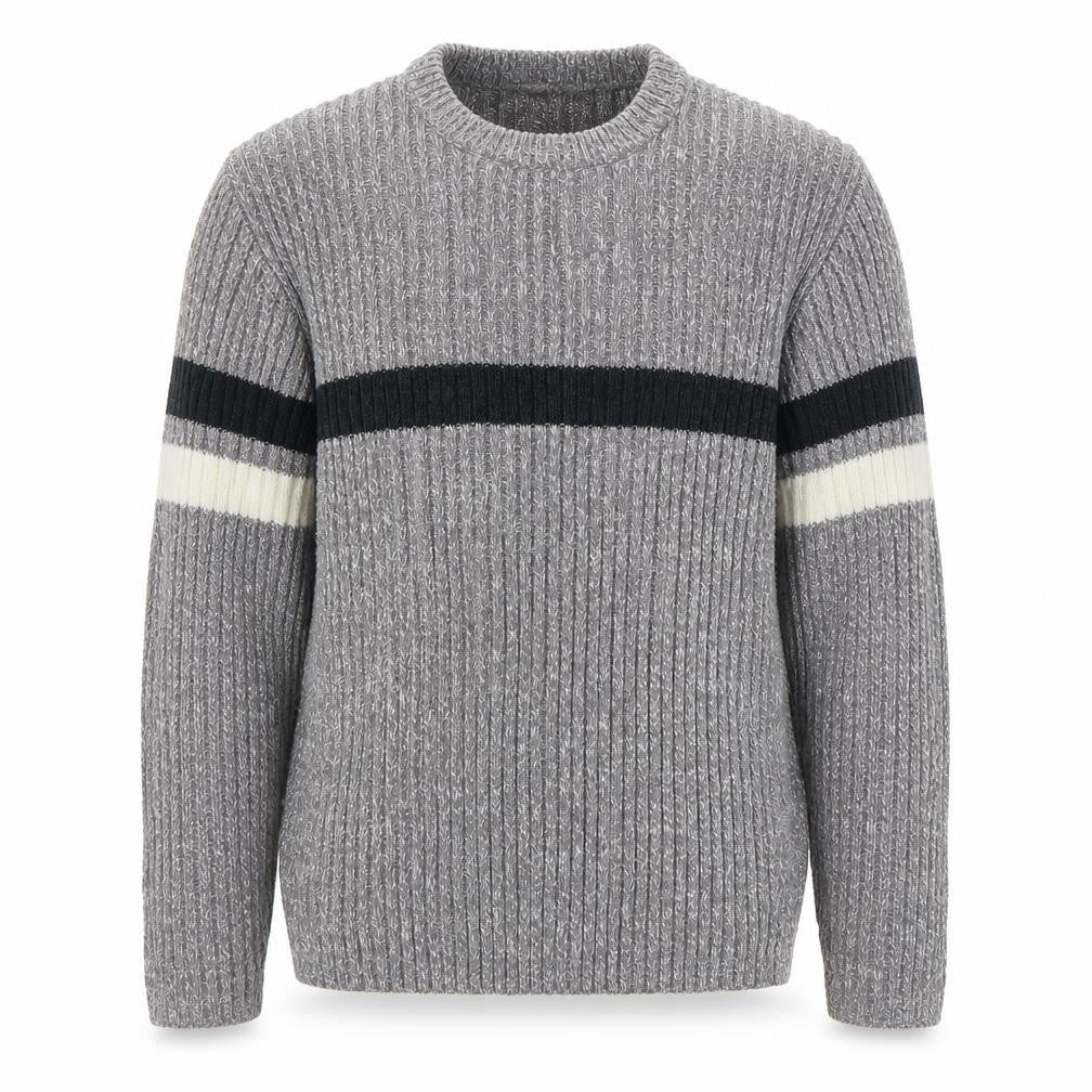 CSG Men's Grey Rib Knit Crew Neck Pullover Jumper M