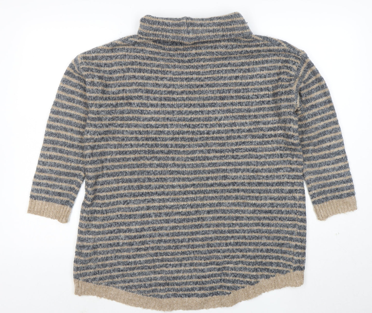 Apricot Women’s Beige Striped Roll Neck Knit Jumper Size 10
