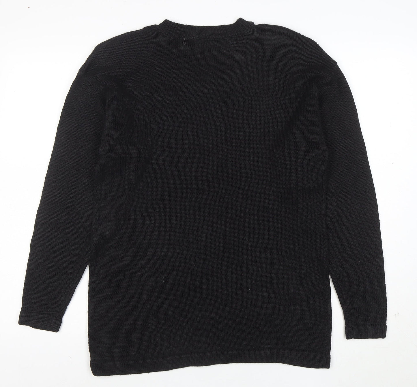 Western Connection Women's Black Beaded V-Neck Knit Jumper Size S