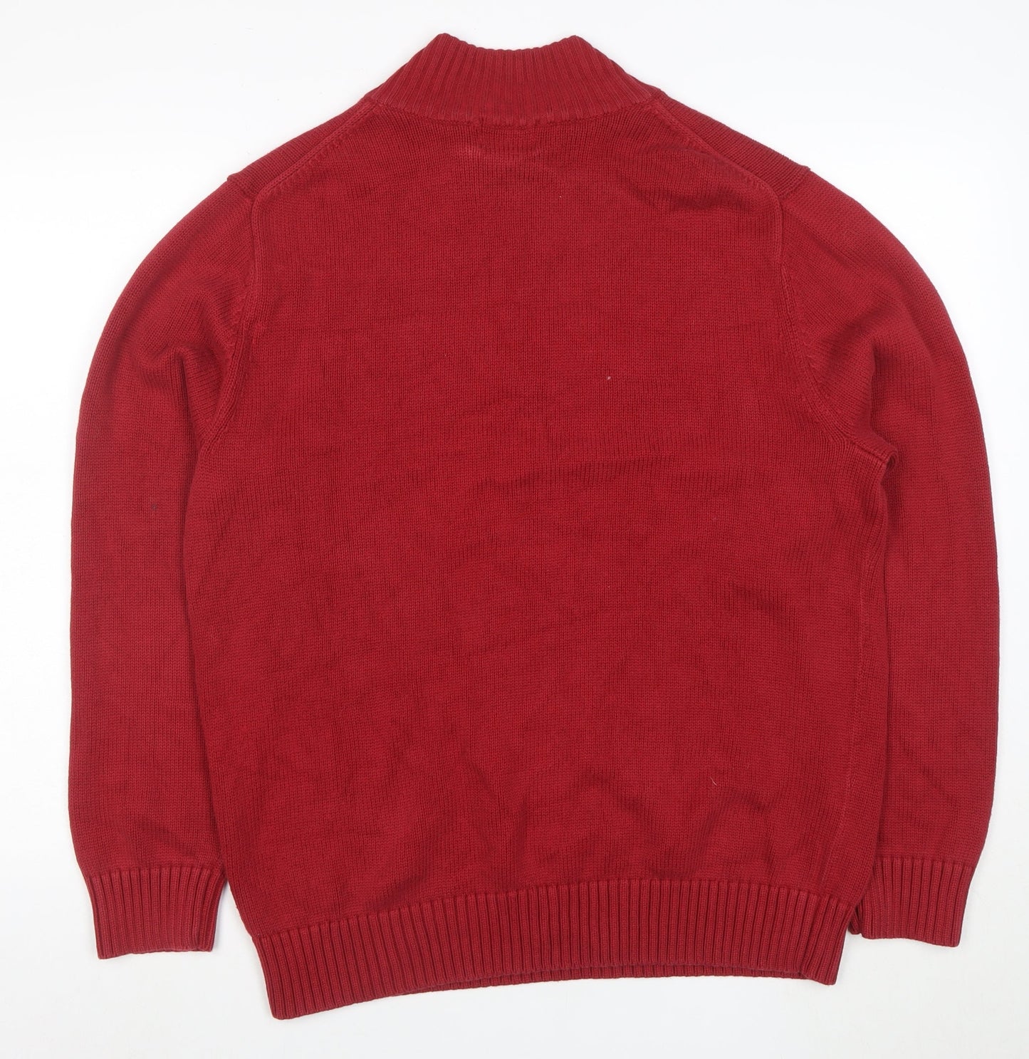 L.L. Bean Men's Red Cotton 1/4 Zip High Neck Jumper Size L