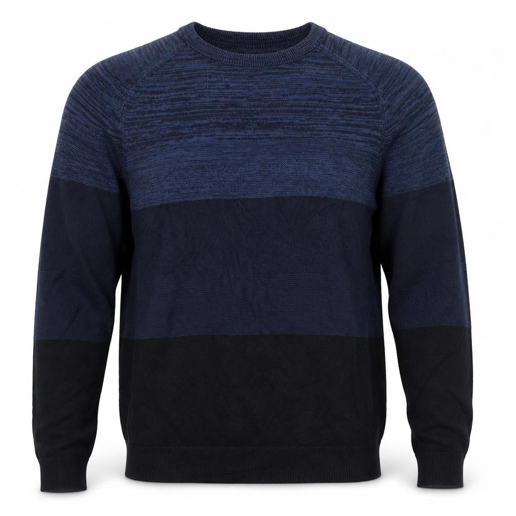 Straight Up Casual Dynamic Men's Blue Striped Cotton Pullover Jumper L