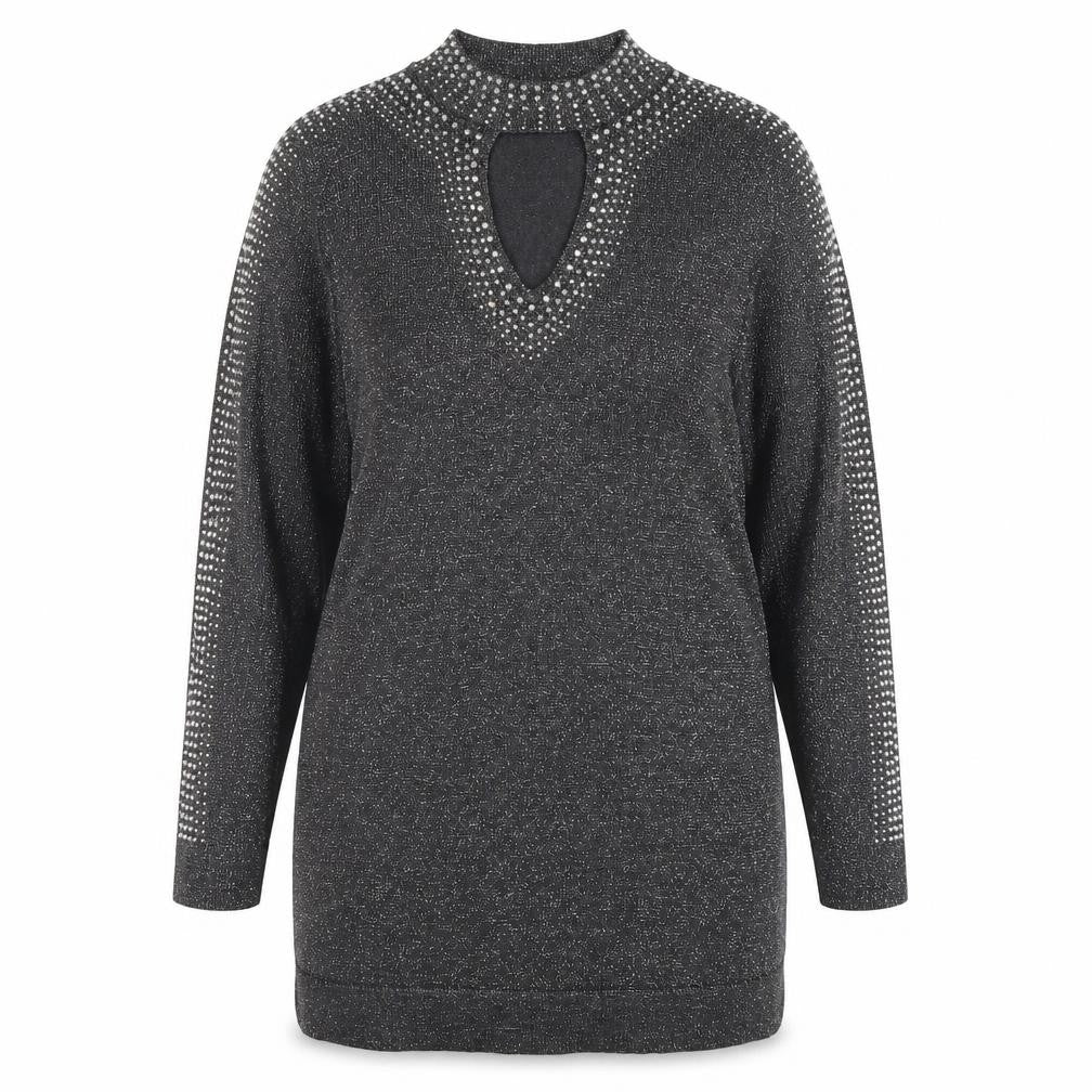 Wallis Women’s Grey Rhinestone Knit Shift Dress Size 16