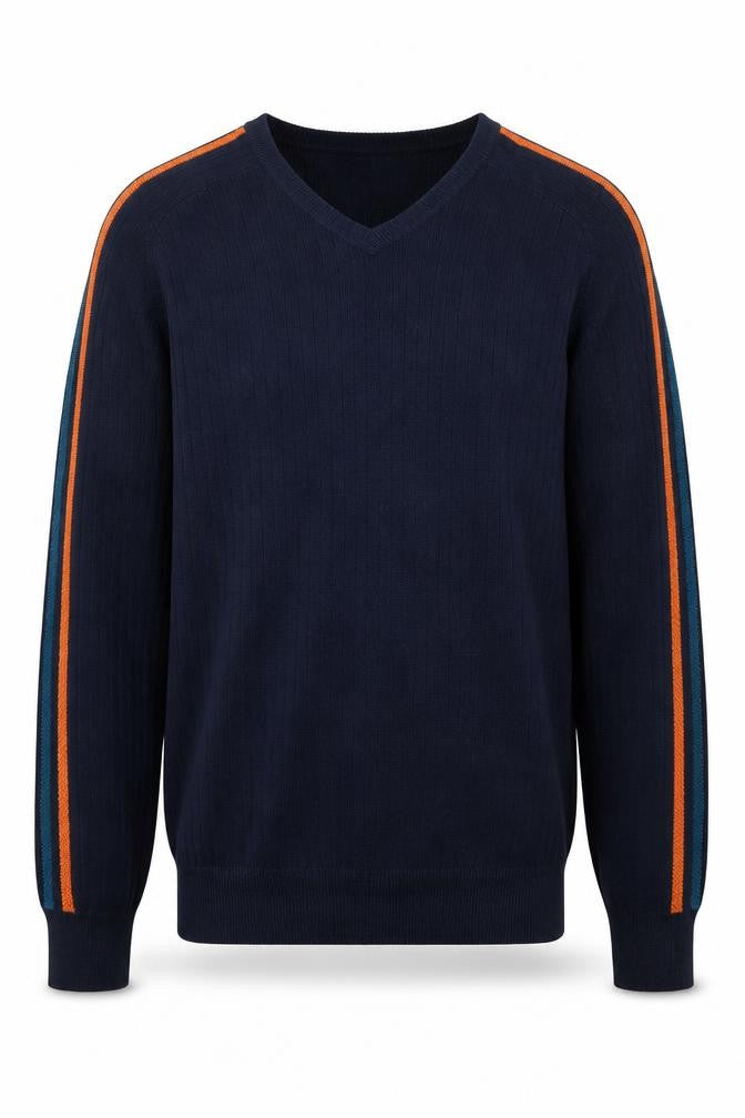 Route 66 Men's Blue V-Neck Cotton Pullover Jumper M