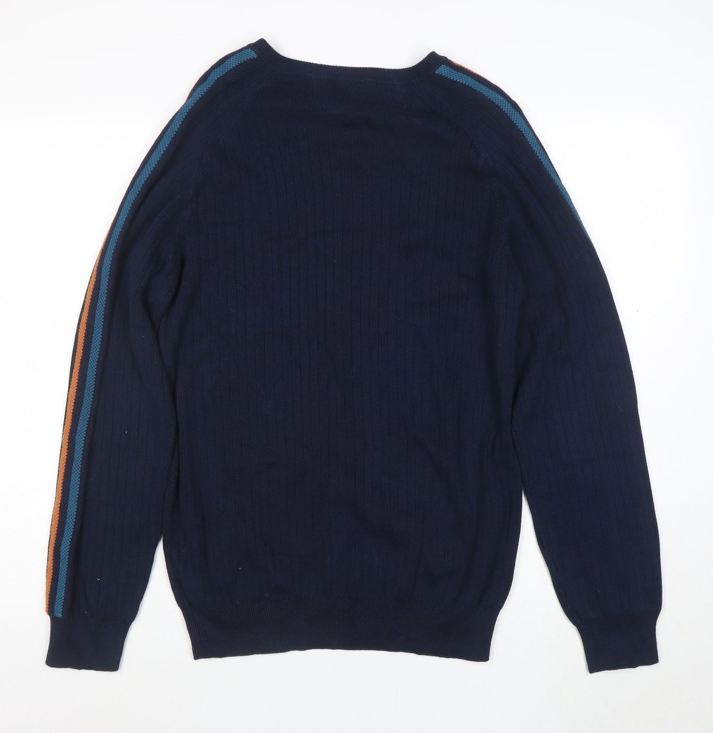 Route 66 Men's Blue V-Neck Cotton Pullover Jumper M
