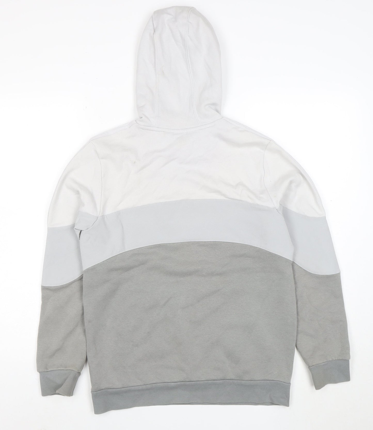 Adidas Boys Grey Colourblock Pullover Hoodie Size 13-14 Years