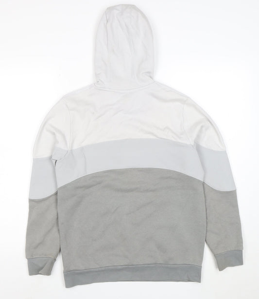 Adidas Boys Grey Colourblock Pullover Hoodie Size 13-14 Years