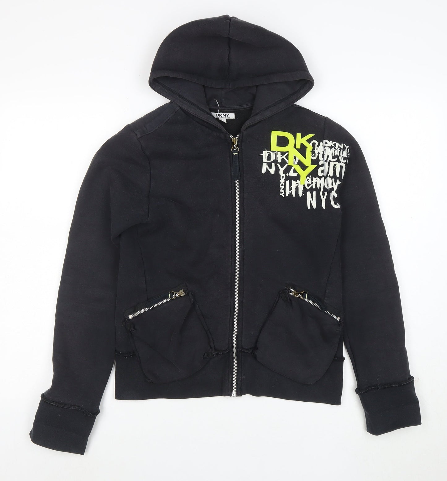 DKNY Women's Black Full Zip Hoodie Sweatshirt Size 16