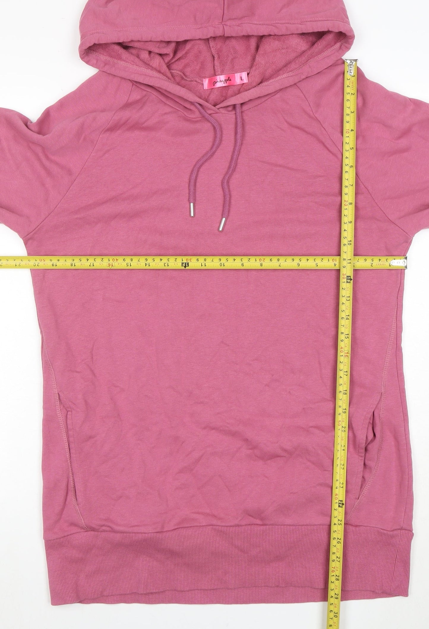 Pineapple Women Pink Long Sleeve Pullover Hoodie L Cotton Blend