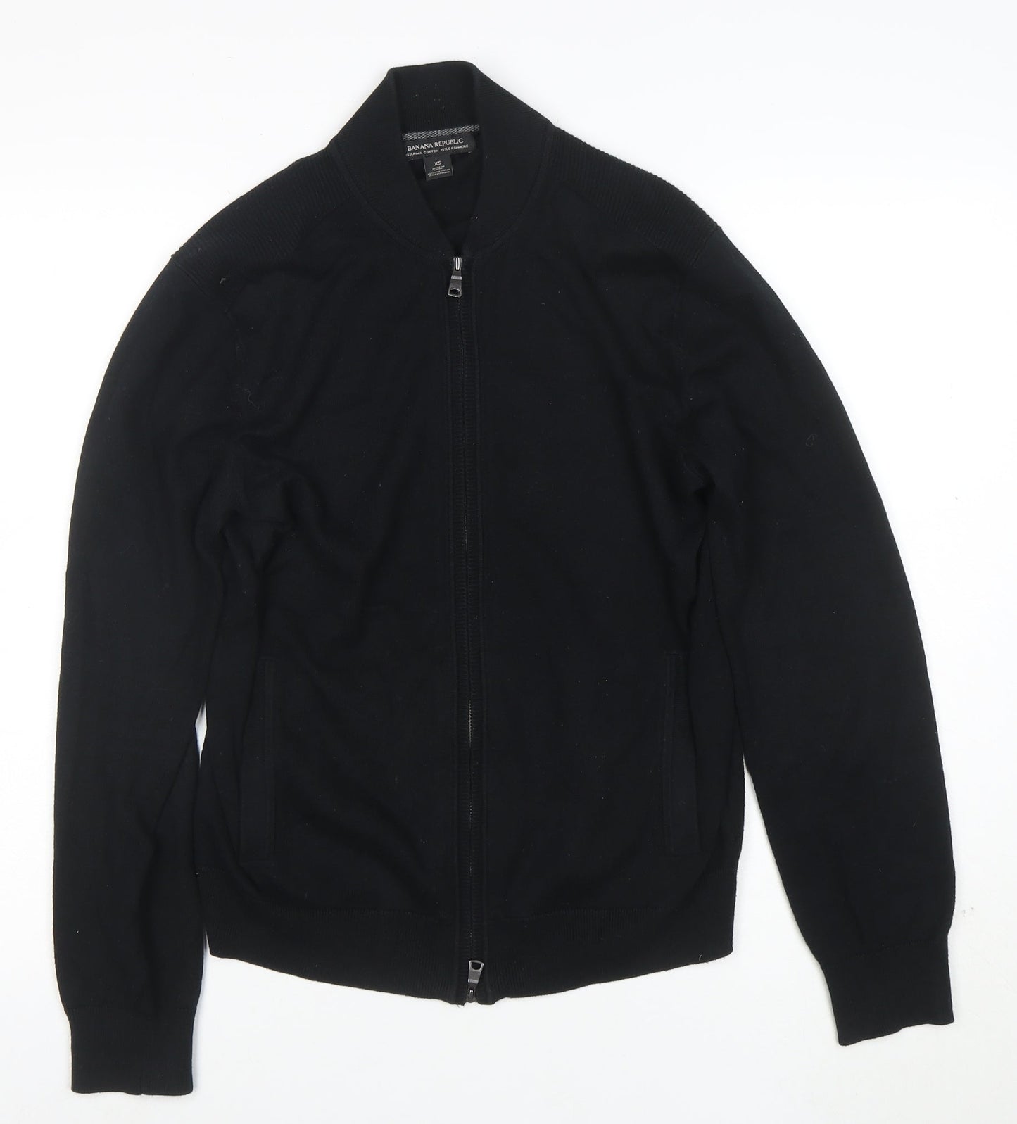 Banana Republic Mens Black XS Full Zip Cotton Cashmere Jumper