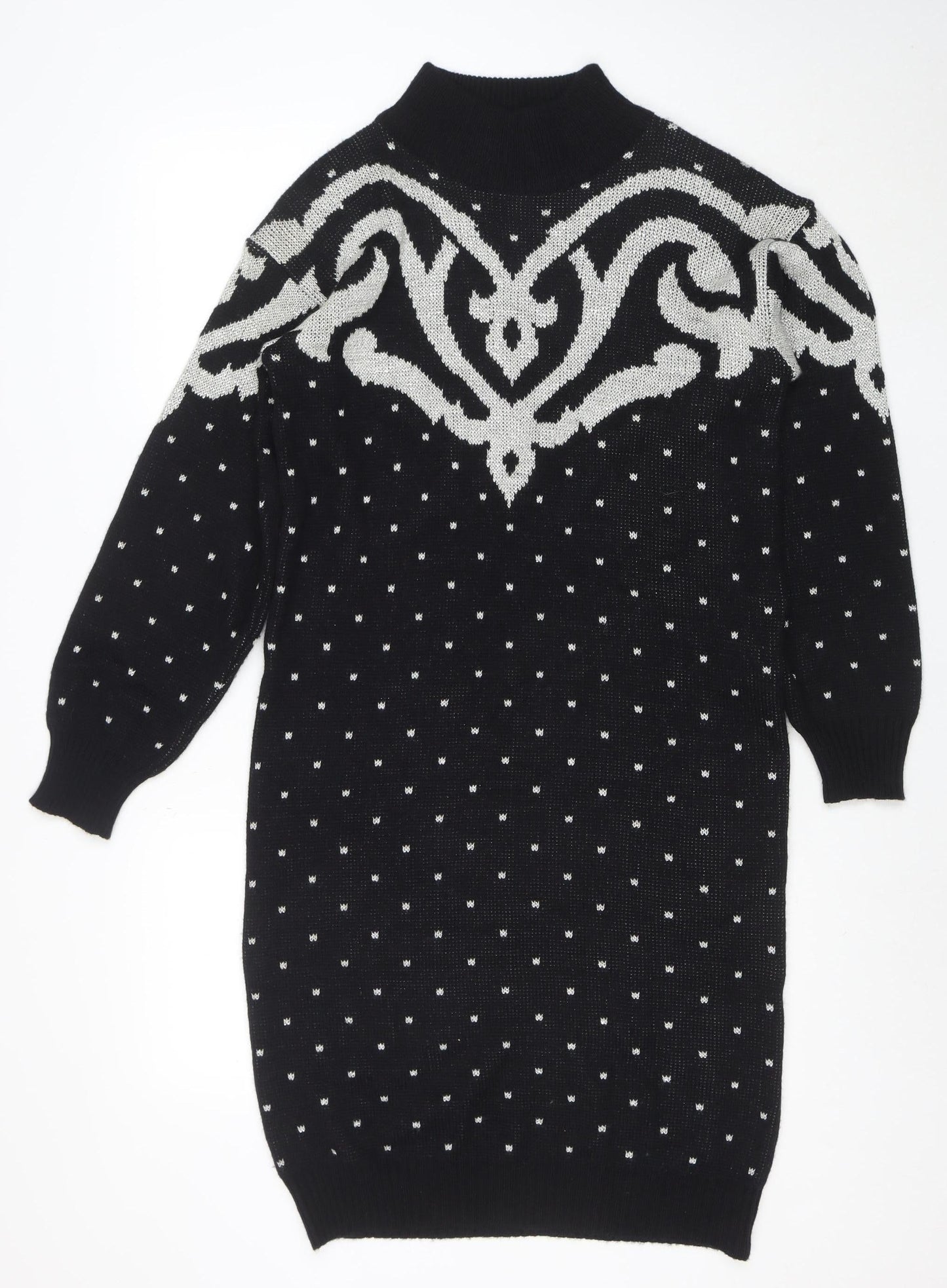 Dressy Tessy Women's Black Knit Geometric Sweater Dress M