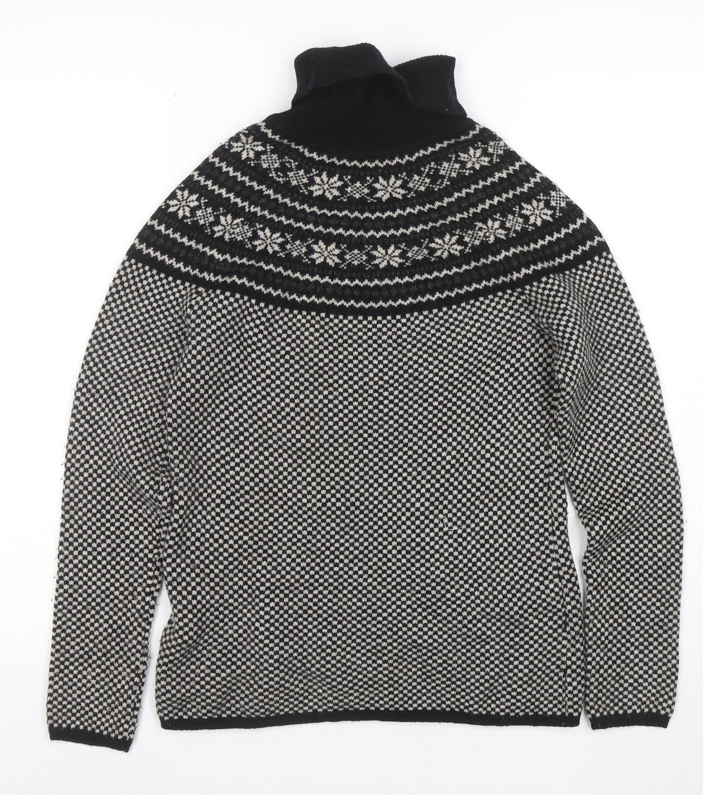Brooks Brothers Men's Black Fair Isle Wool Roll Neck Jumper XS