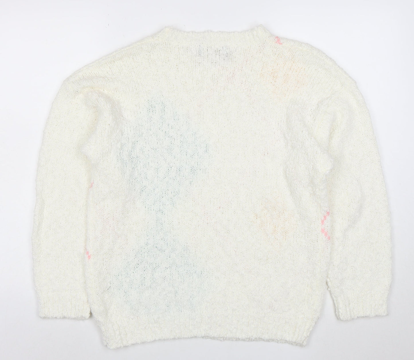 Bay Club Men's Ivory Argyle Chunky Knit Pullover Sweater M