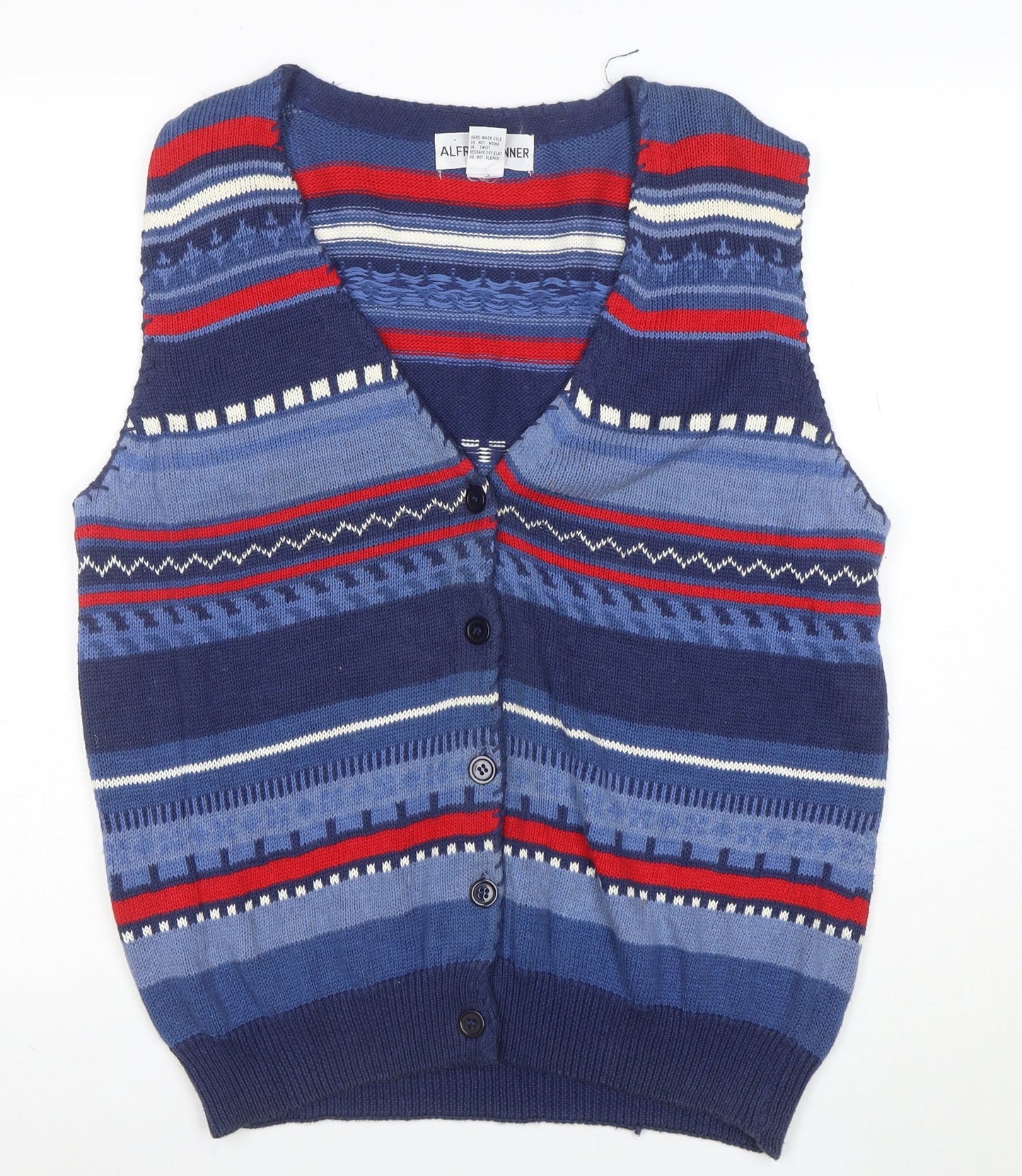 Alfred Dunner Men's Blue Fair Isle Knit Sleeveless Vest M